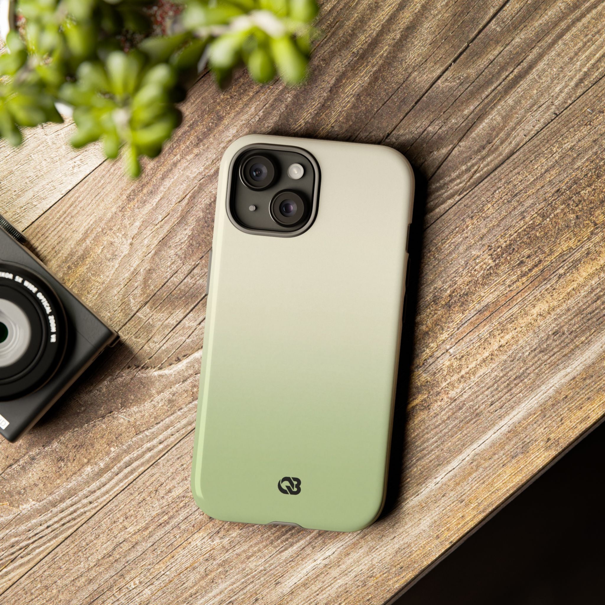 Green Tough Phone Case for iPhone - Bone Sage Fade