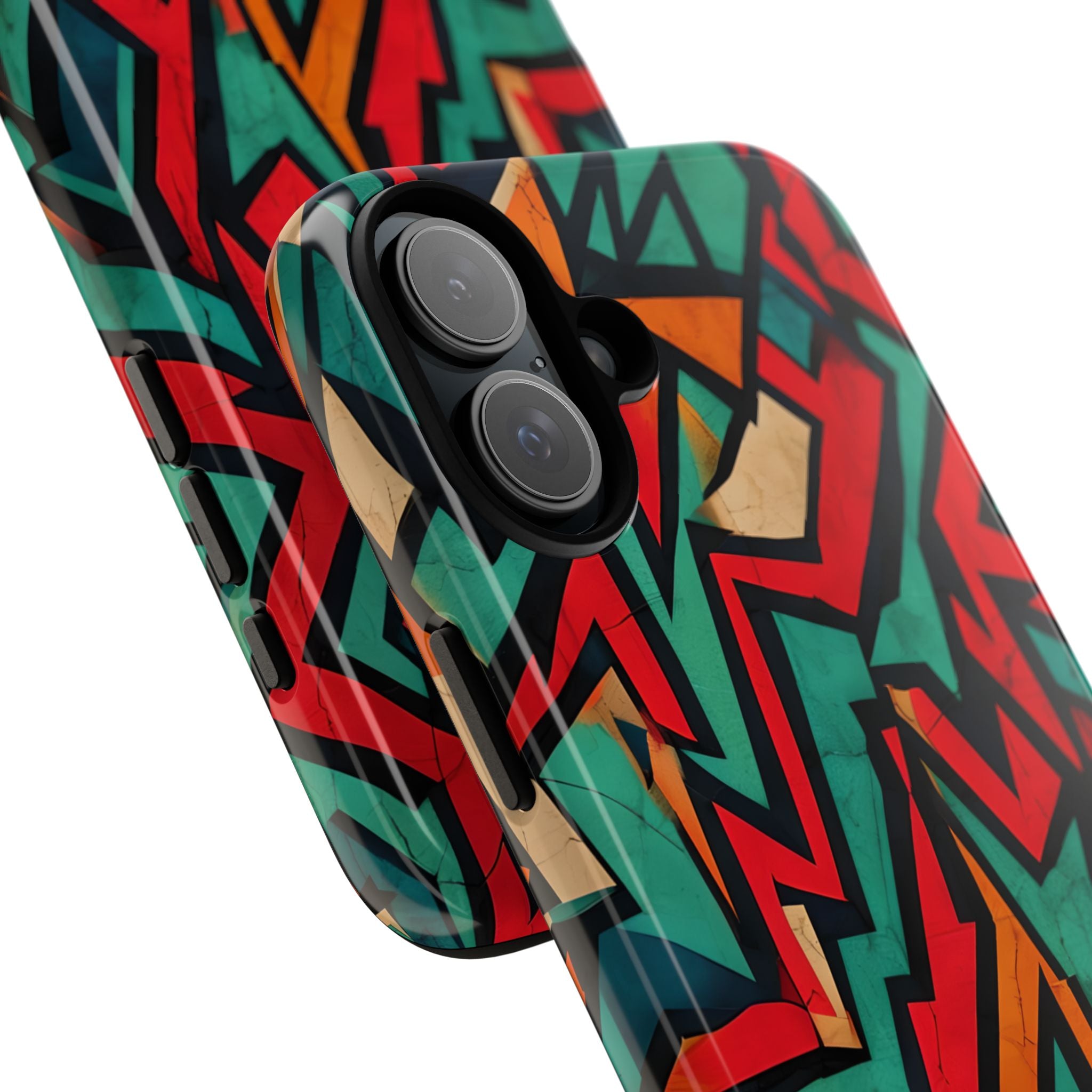 Crimson Jagged Layers iPhone 16 Plus Case - Tough