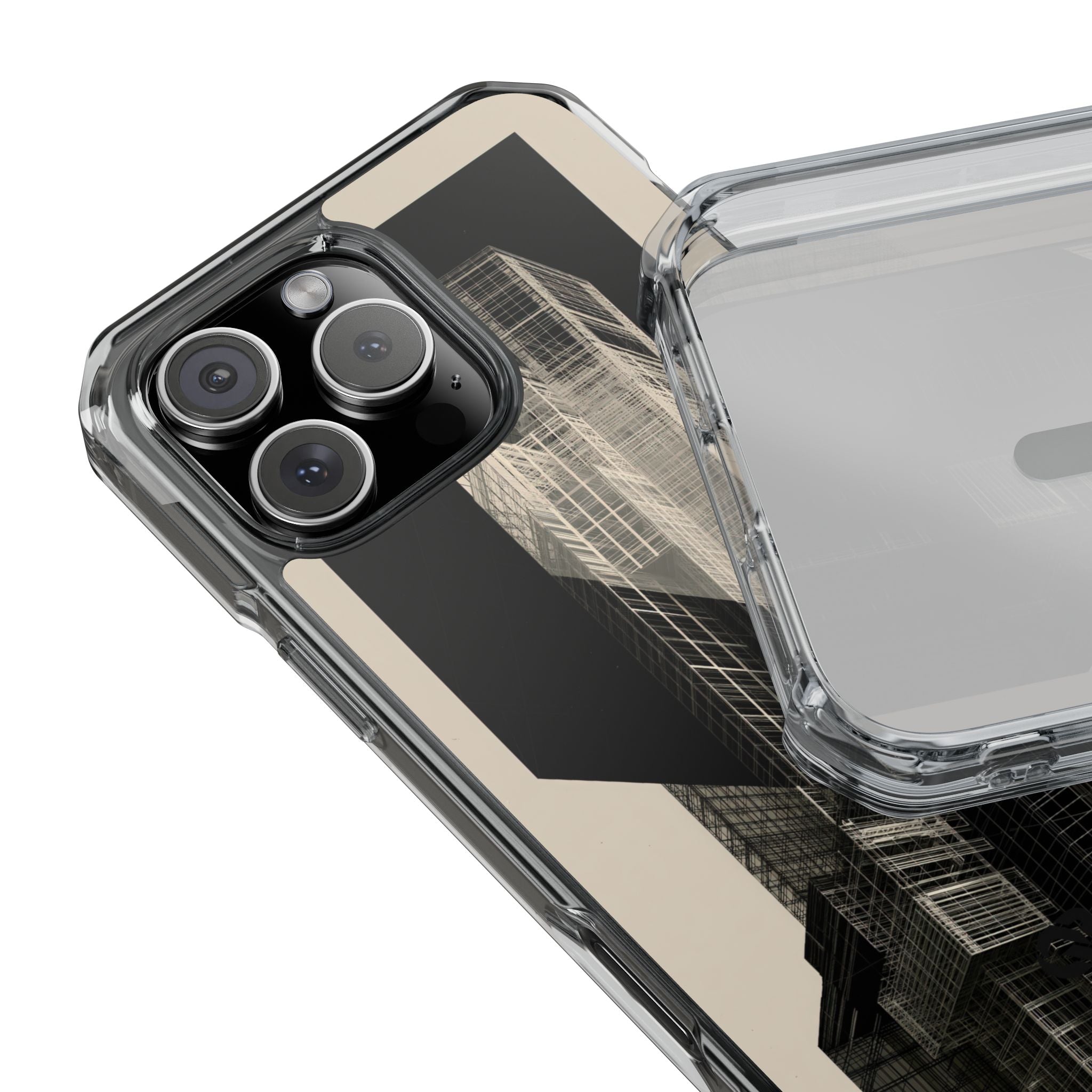 Beige Impact MagSafe Phone Case for iPhone - Monolith Urban Grid