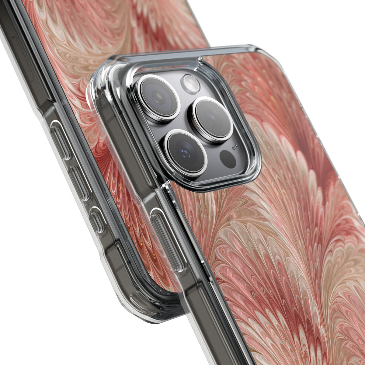 Blush Petal Plume · Clear Impact Magnetic Phone Case for iPhone · Pink