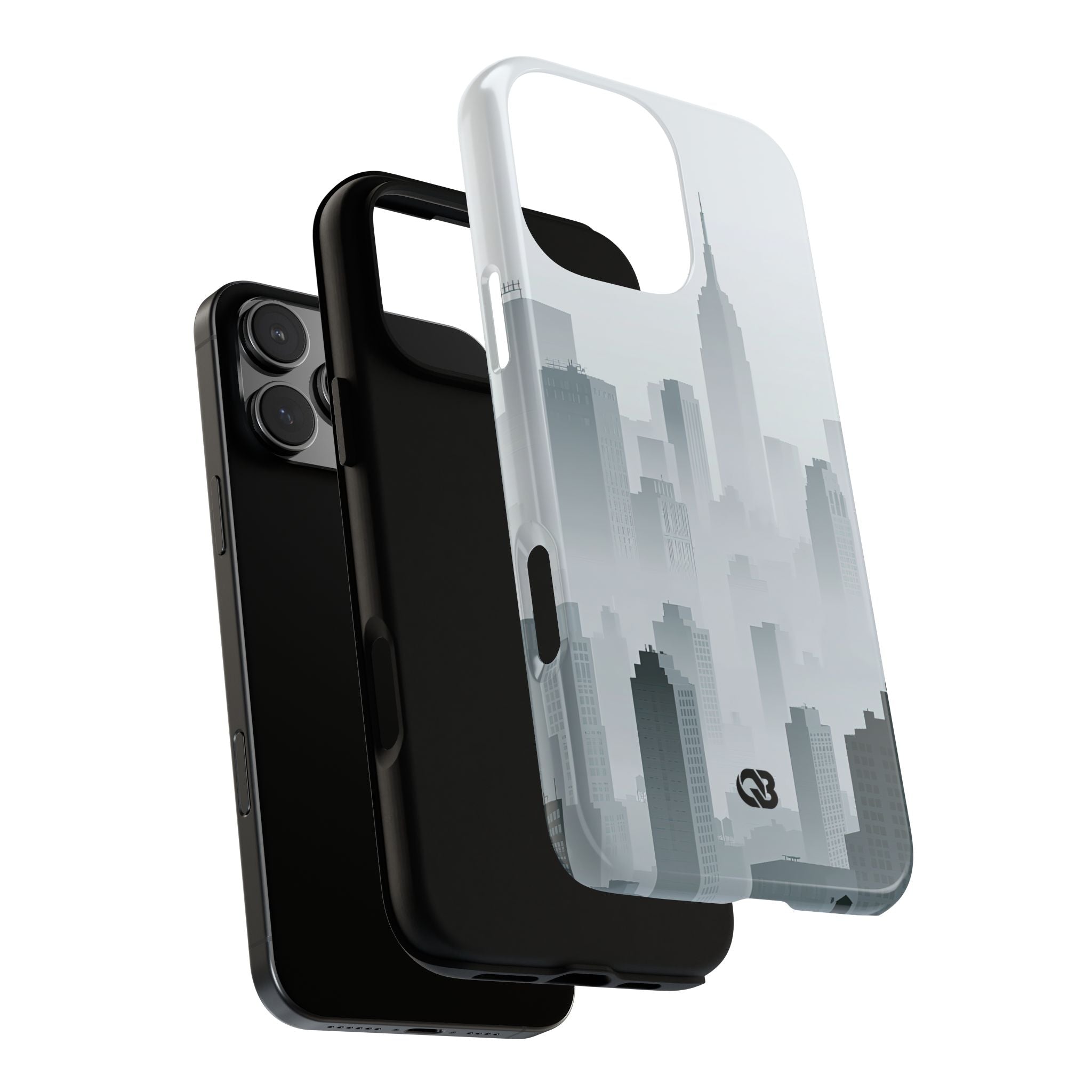 Grey Tough Phone Case for iPhone - Steel Mist Skyline