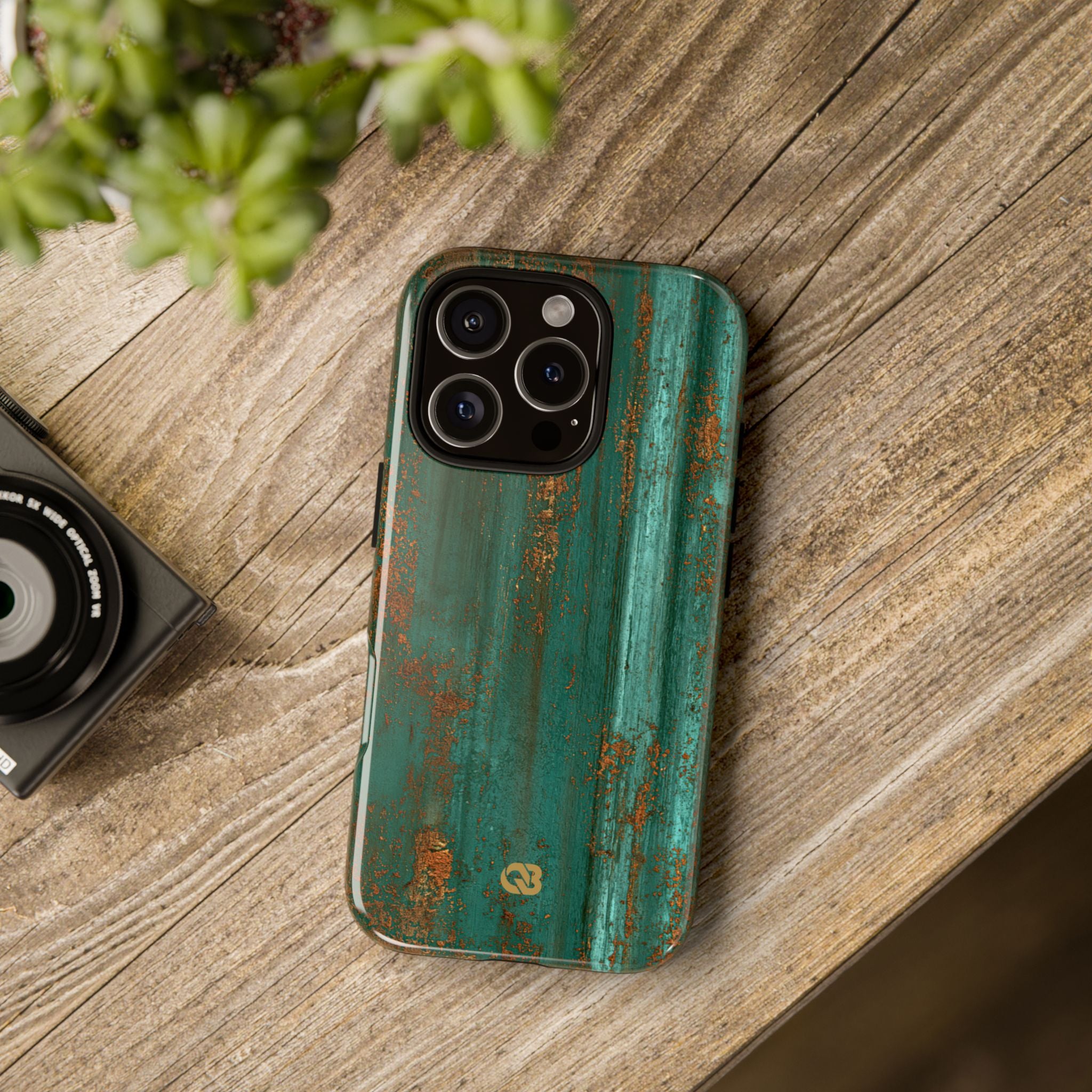Teal Tough Phone Case for iPhone - Verdigris Copper Siding