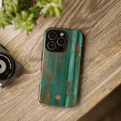 Teal Tough Phone Case for iPhone - Verdigris Copper Siding