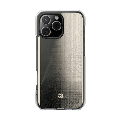 Beige Impact MagSafe Phone Case for iPhone - Brutalist Graphite Grid