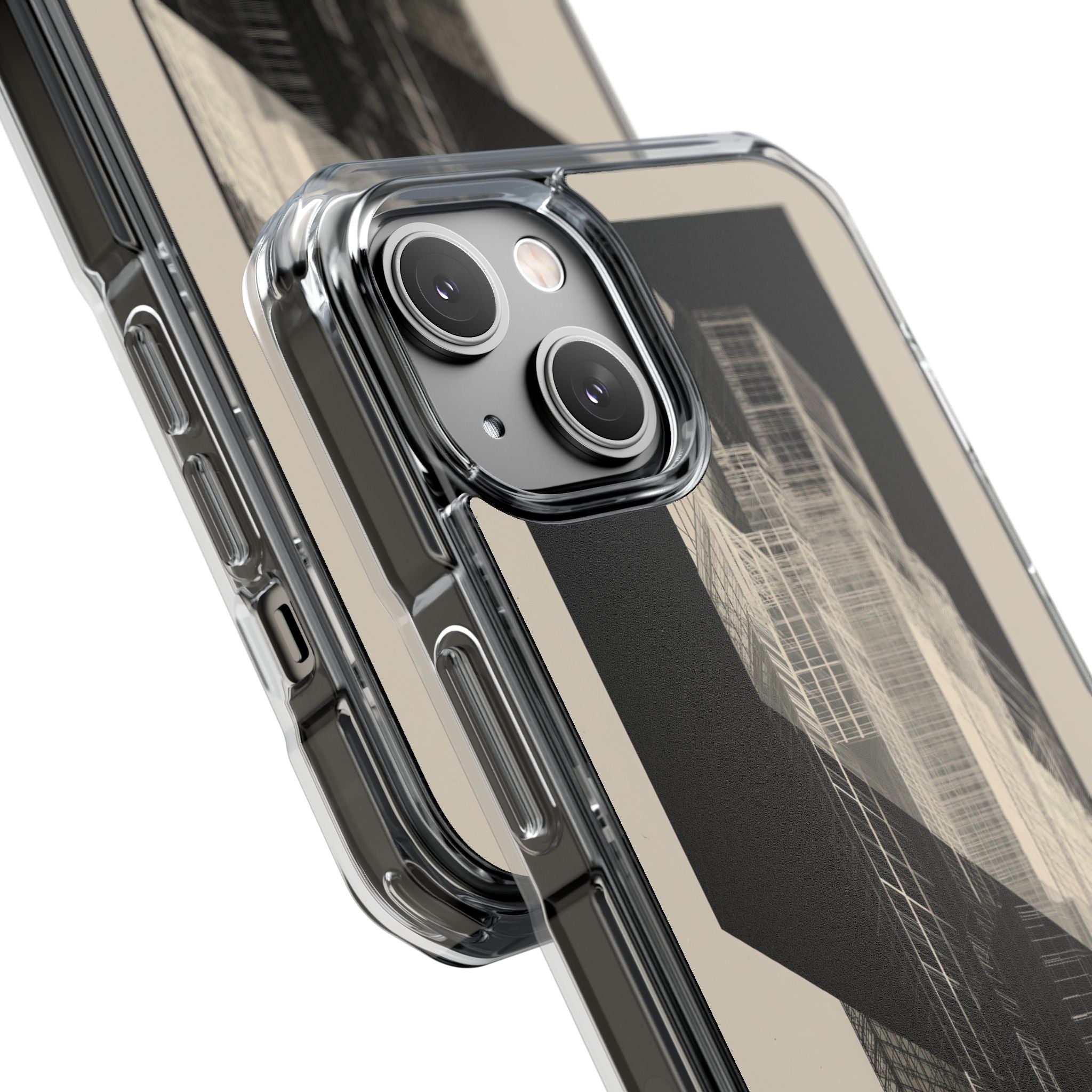 Beige Impact MagSafe Phone Case for iPhone - Monolith Urban Grid