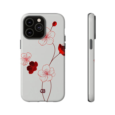 Red Tough Phone Case for iPhone - Kyoto Ember Bloom