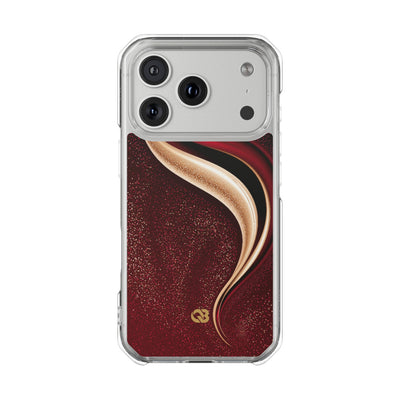 Gilded Crimson Flow · Clear Impact Magnetic Phone Case for iPhone · Red