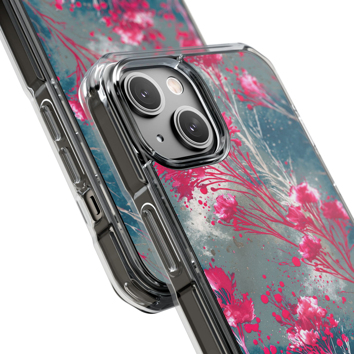 Cyber Blossom · Clear Impact Magnetic Phone Case for iPhone · Teal