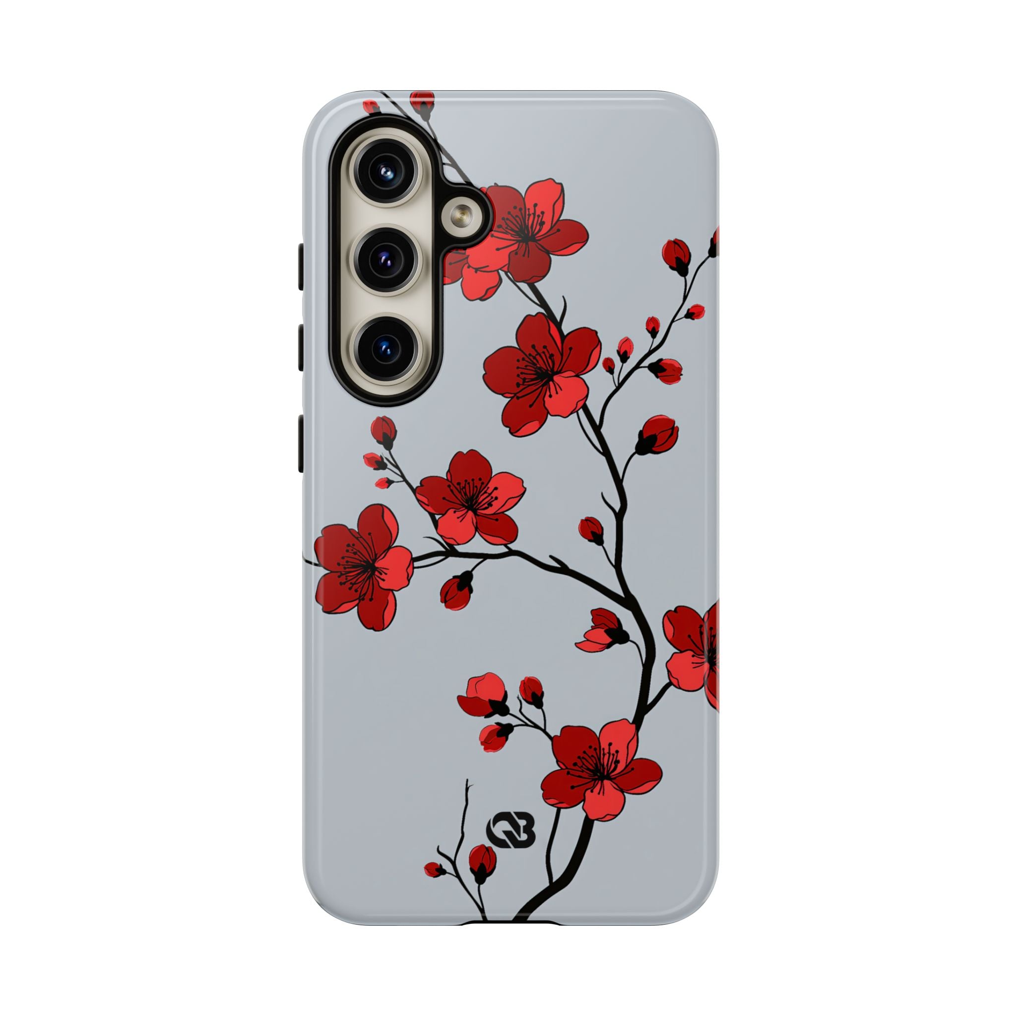 Grey Tough Phone Case for Samsung - Crimson Blossom Onyx