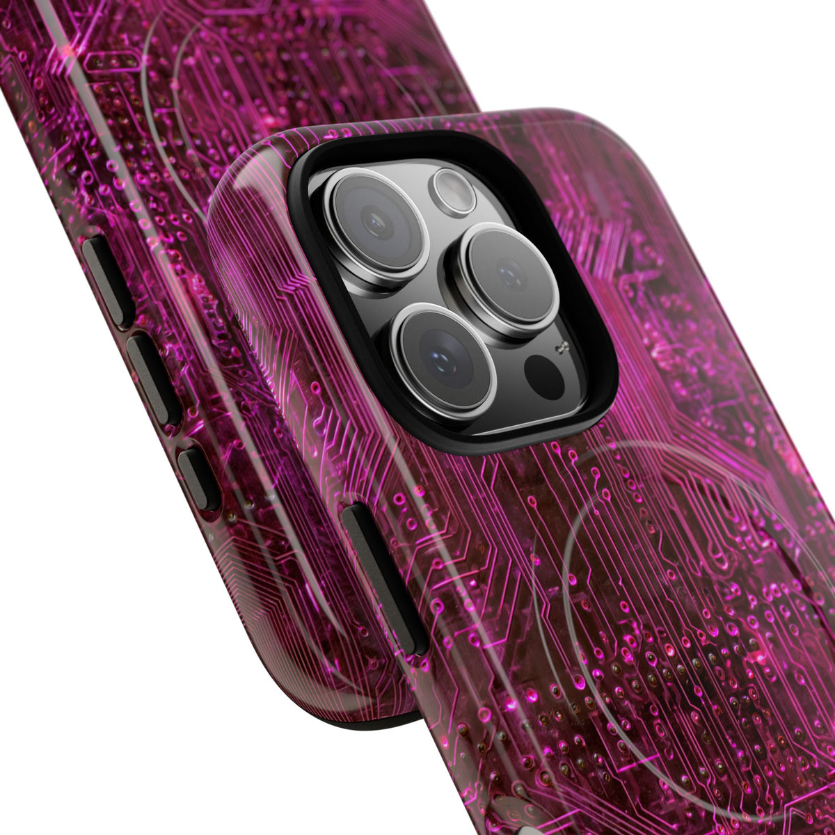Magenta Circuit Trace · Tough 2.0 Magnetic Phone Case for iPhone · Pink