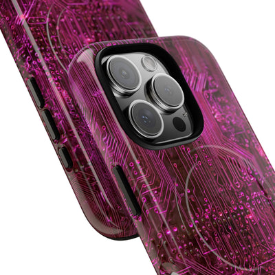 Magenta Circuit Trace · Tough 2.0 Magnetic Phone Case for iPhone · Pink