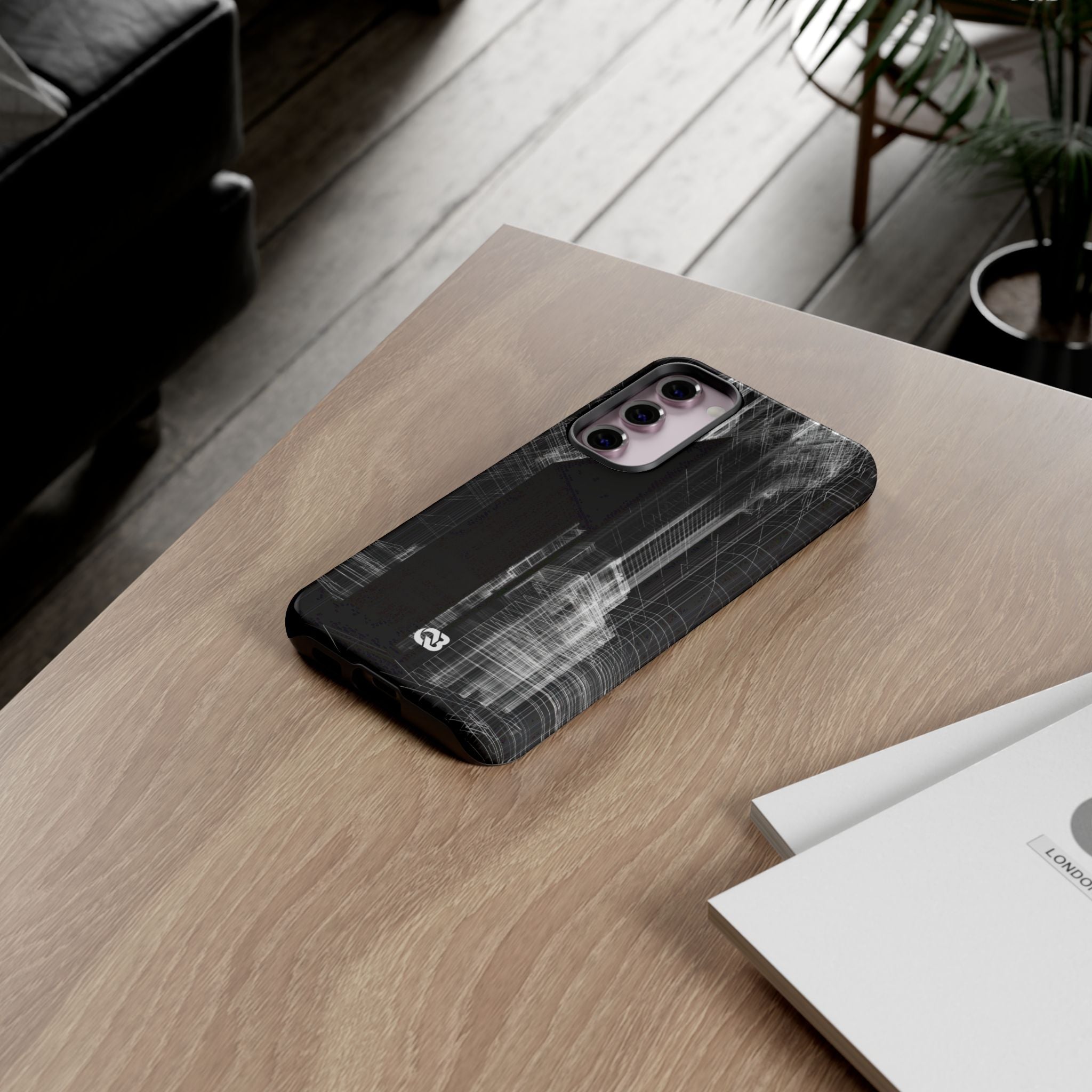 Black Tough Phone Case for Samsung - Ghost Urban Wireframe