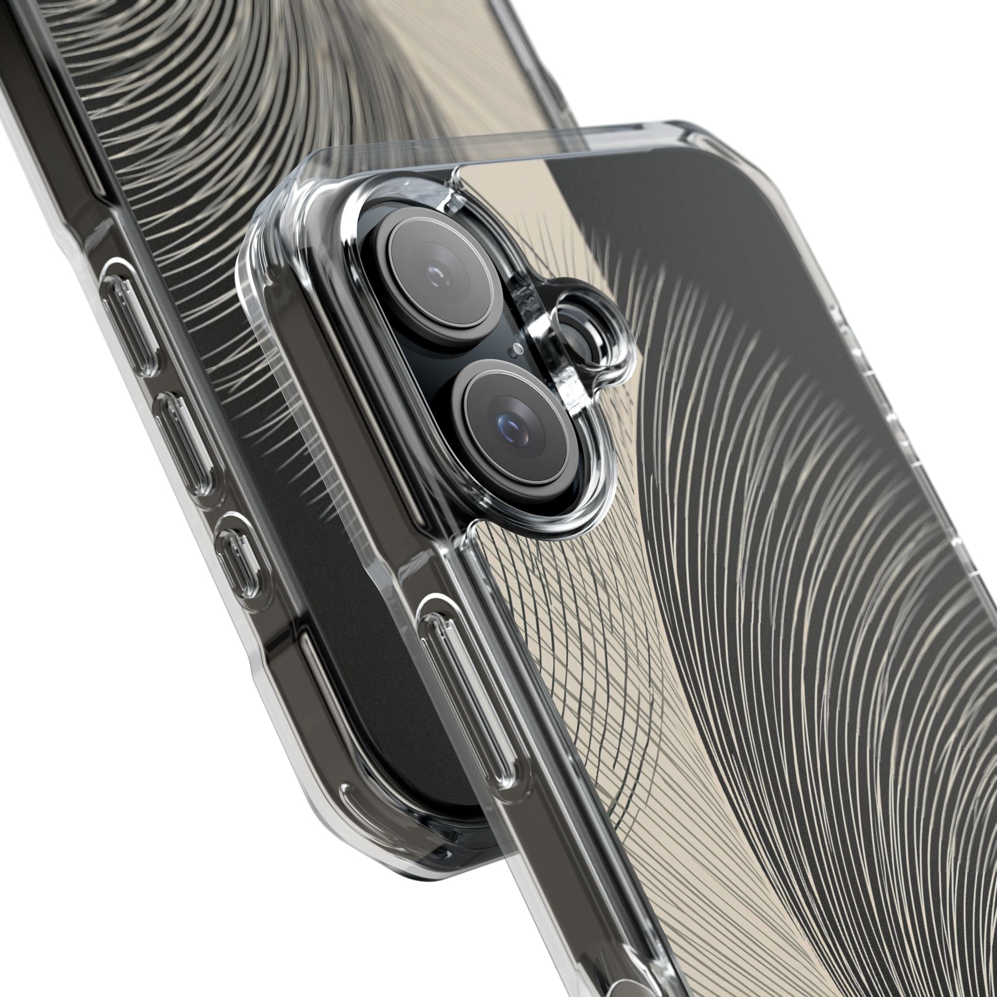 Beige Impact MagSafe Phone Case for iPhone - Obsidian Cream Plume
