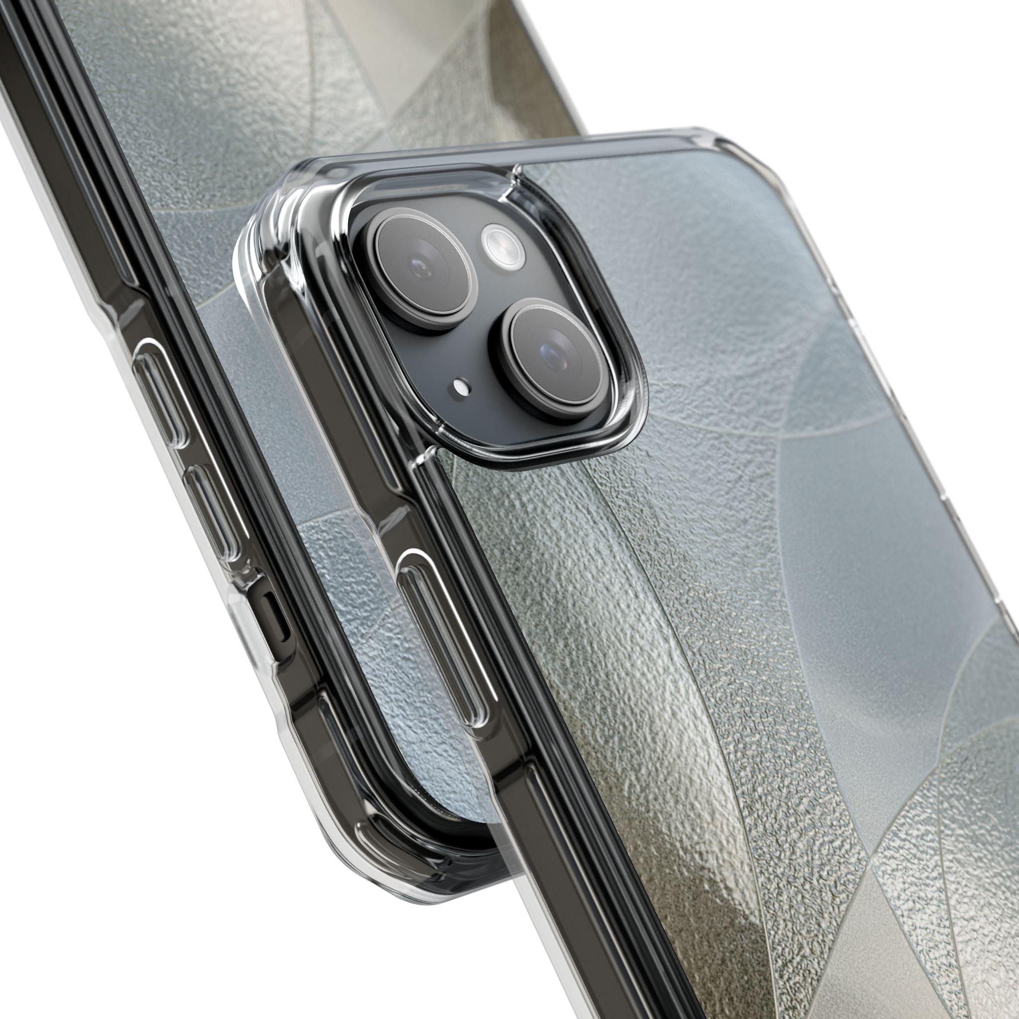 Silver Impact MagSafe Phone Case for iPhone - Frosted Silver Mosaic