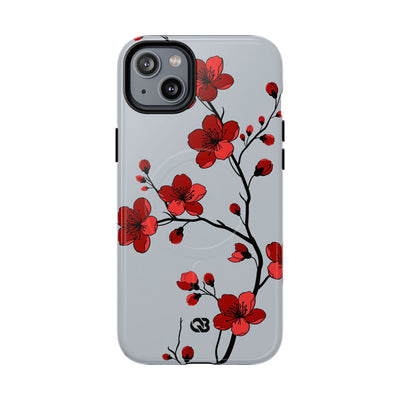 Grey Tough 2.0 Magsafe Phone Case for iPhone - Crimson Blossom Onyx