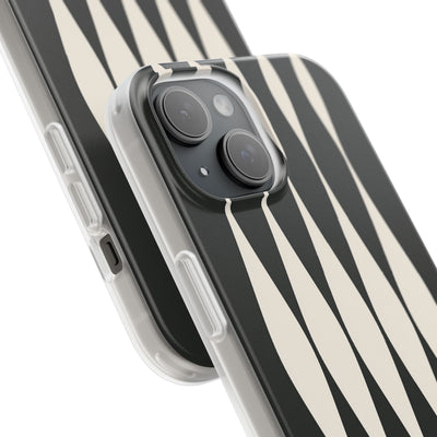 Black Lite Phone Case for iPhone - Ivory Spindle Grid