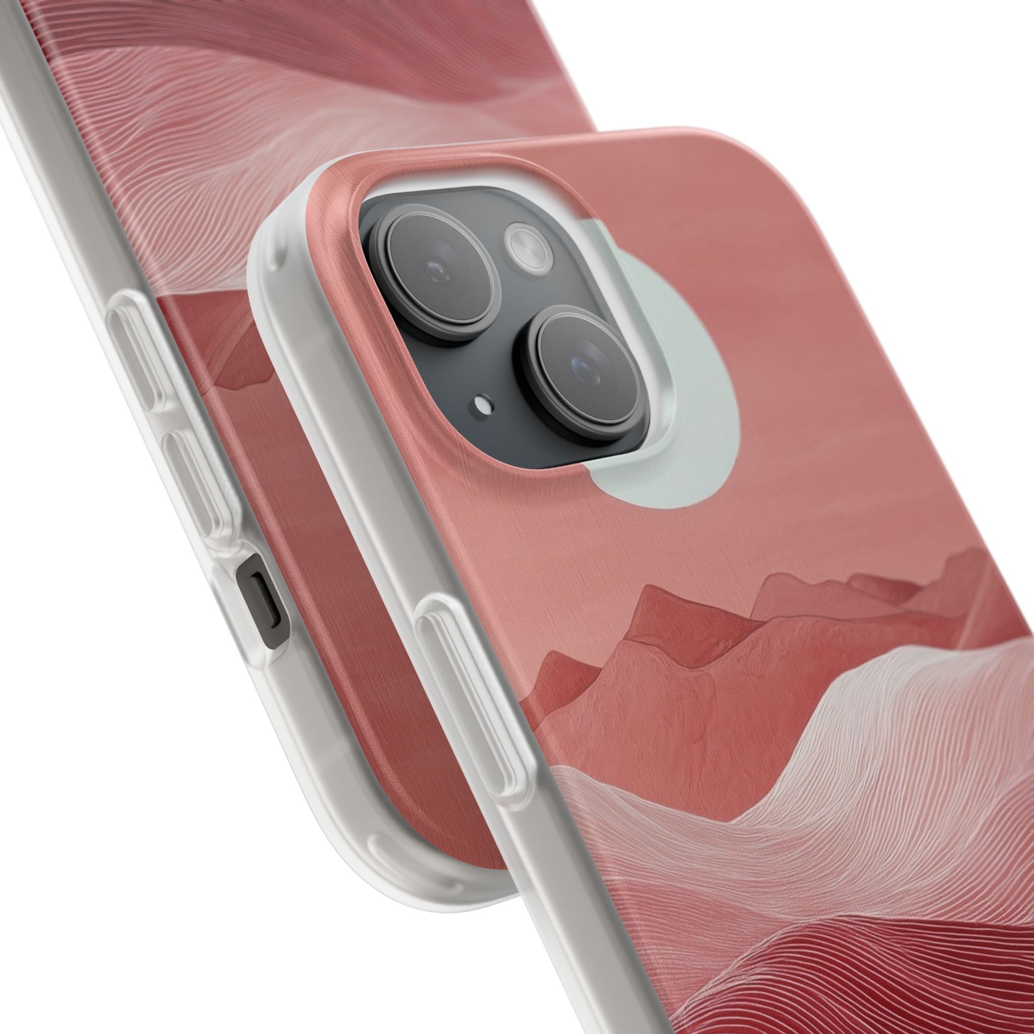 White Orb Dunes iPhone 15 Skal - Mjuk