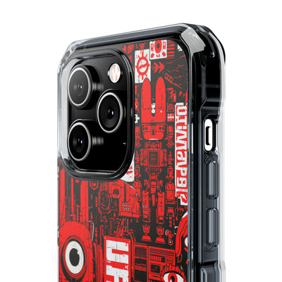 Neo Mecha Collage · Clear Impact Magnetic Phone Case for iPhone · Red