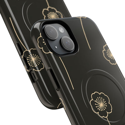 Black Tough 2.0 Magsafe Phone Case for iPhone - Obsidian Sand Petals