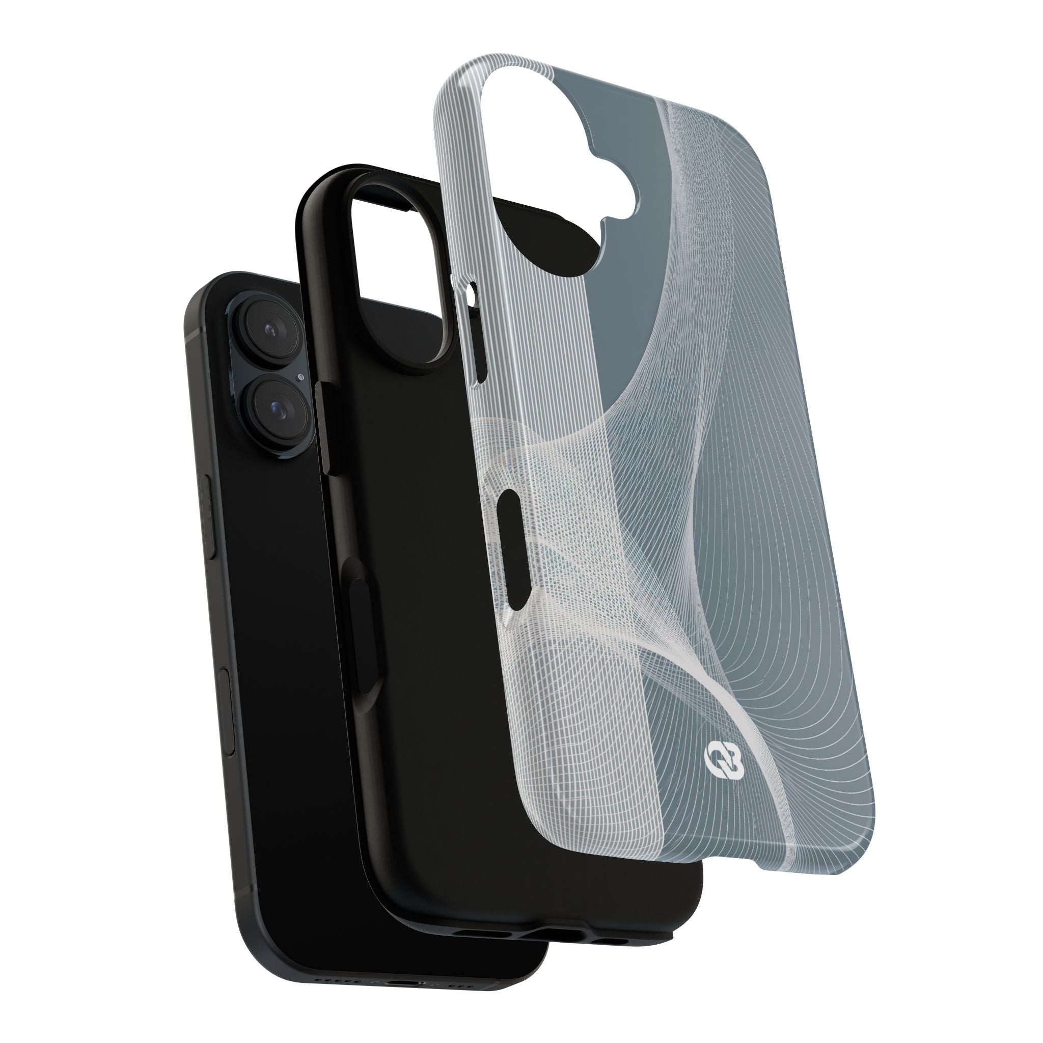 Grey Tough Phone Case for iPhone - Slate Mesh Horizon