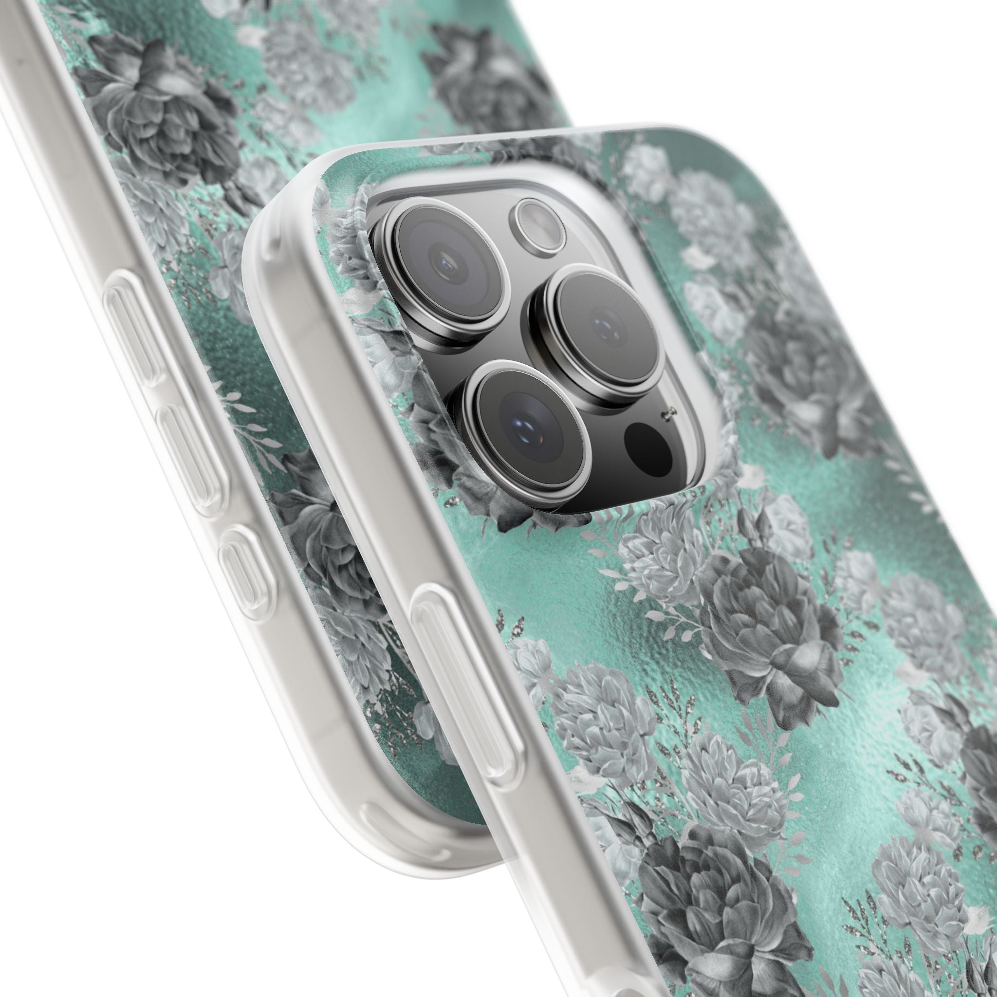 Frost Mint Floral · Soft Handyhülle für iPhone