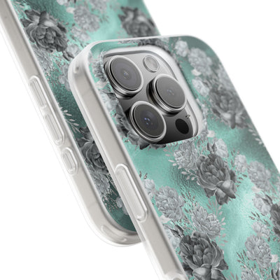 Frost Mint Floral · Soft Handyhülle für iPhone