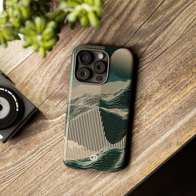 Green Tough Phone Case for iPhone - Lunar Moss Topography