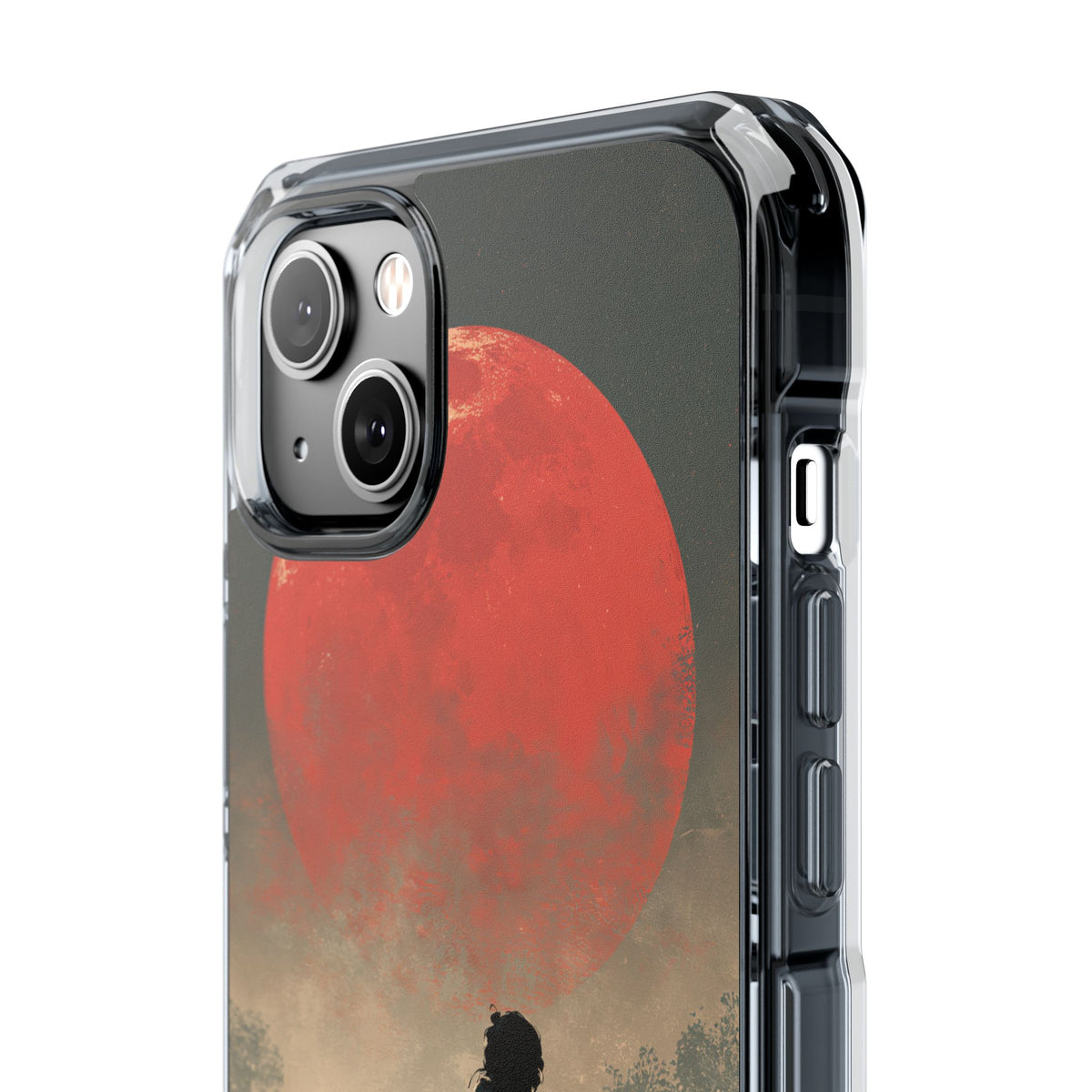 Crimson Moon Ronin · Clear Impact Magnetic Phone Case for iPhone · Red