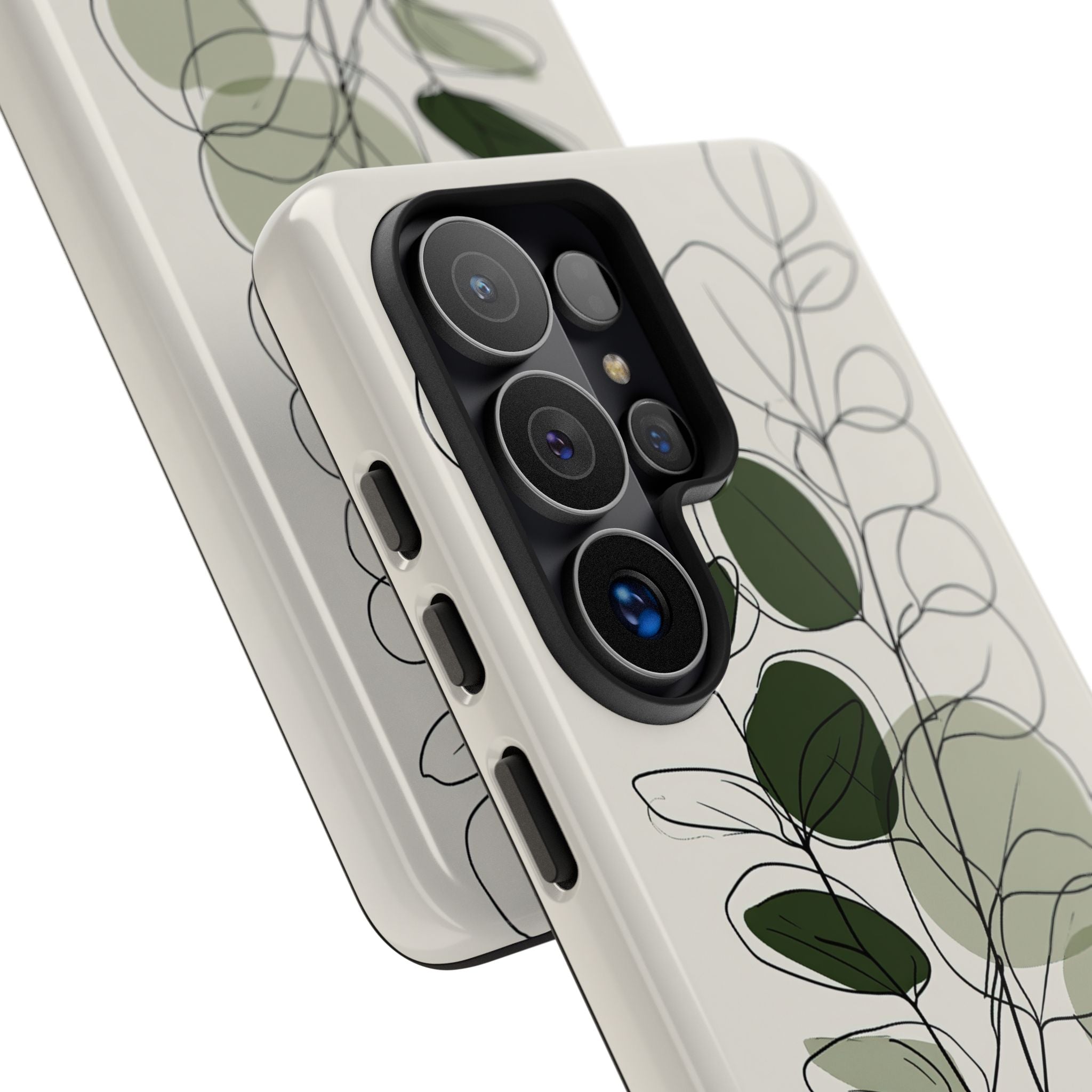 Green Tough Phone Case for Samsung - Muted Eucalyptus Sketch