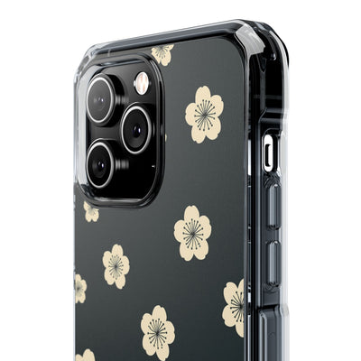 Teal Impact MagSafe Phone Case for iPhone - Obsidian Cream Petals