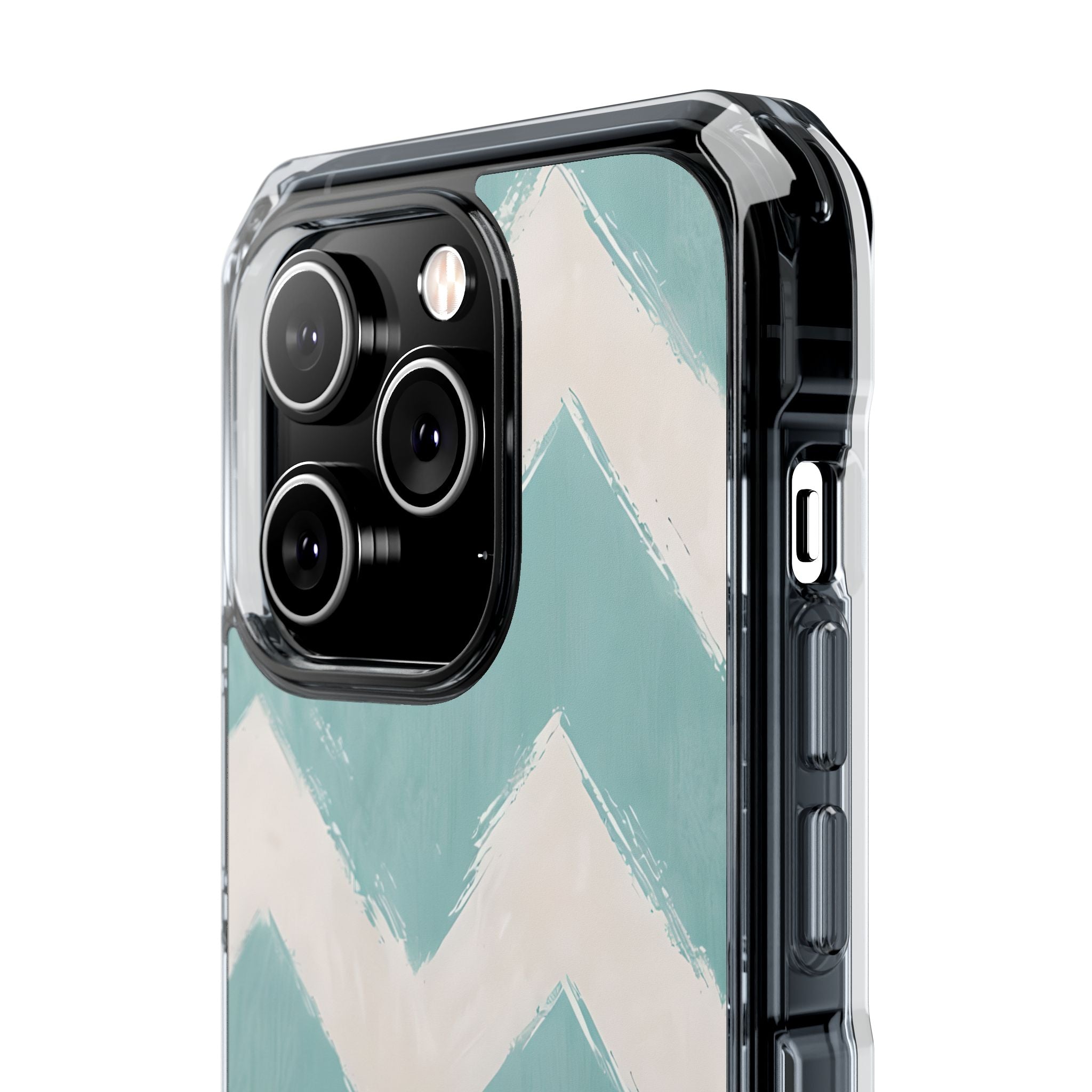 Teal Painted Chevron · Impact Coque de téléphone pour iPhone · Magsafe