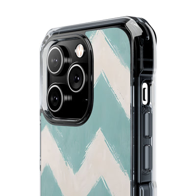 Teal Painted Chevron · Impact Coque de téléphone pour iPhone · Magsafe