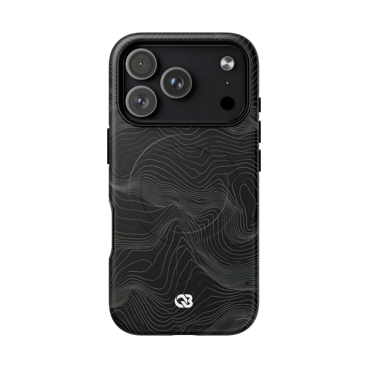 Black Tough 2.0 Magnetic Phone Case for iPhone - Obsidian Topo Wireframe