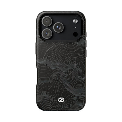 Black Tough 2.0 Magnetic Phone Case for iPhone - Obsidian Topo Wireframe
