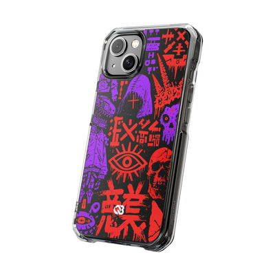 Underground Cyber Glyphs · Clear Impact Magnetic Phone Case for iPhone · Black