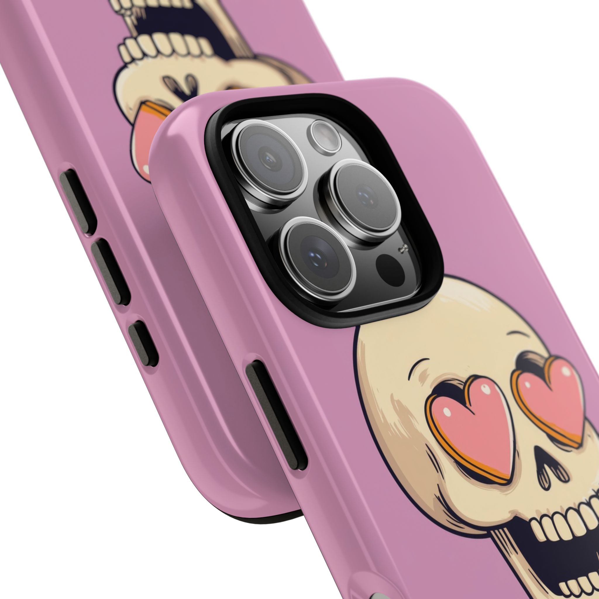 Heart Eyes Skull iPhone 16 Pro Case - Tough