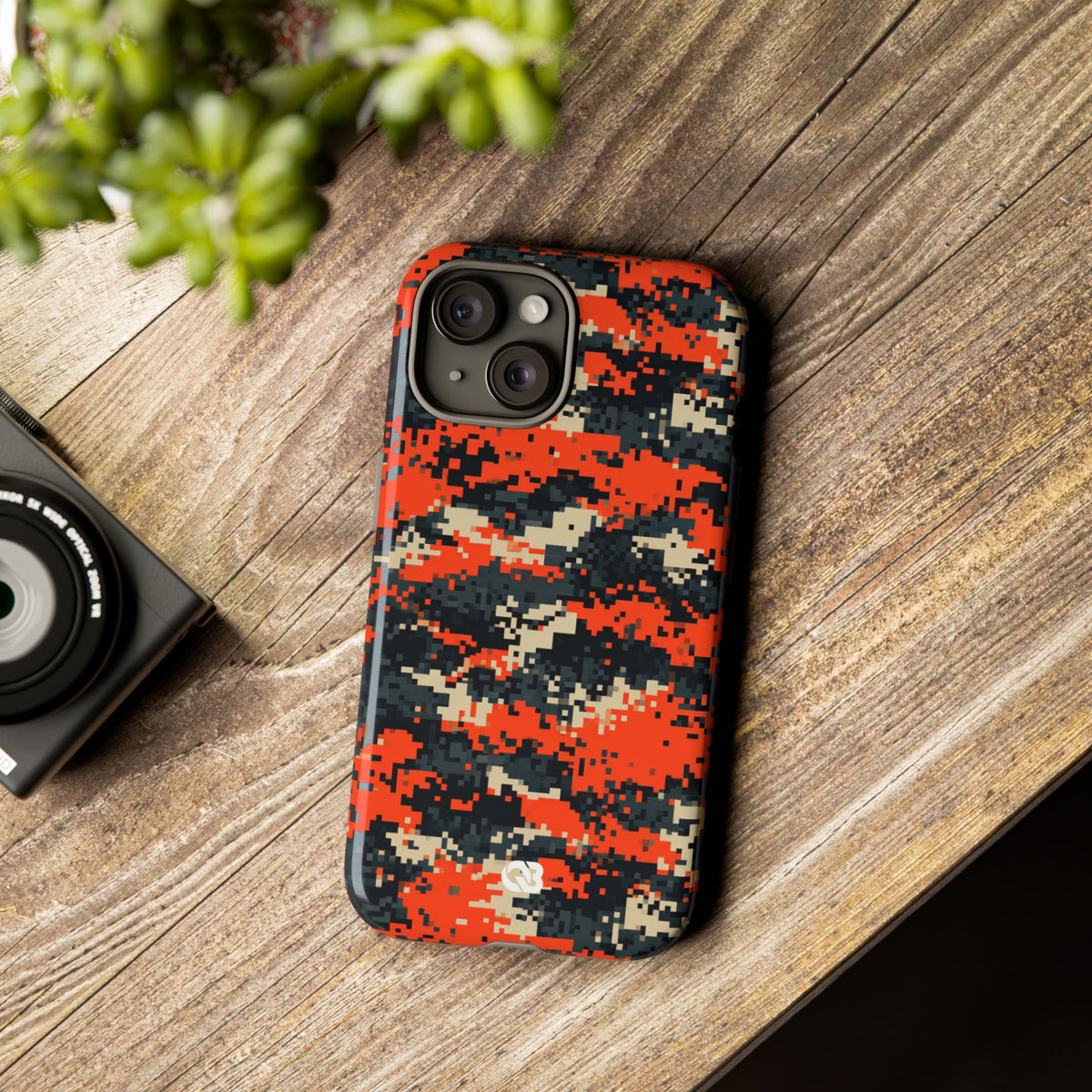Signal Pixel Camo · Tough Phone Case for iPhone · Orange