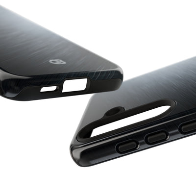 Grey Tough Phone Case for Samsung - Charcoal Brushed Steel