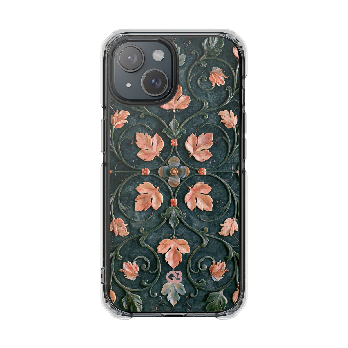 Florentine Rose Arabesque · Clear Impact Magnetic Phone Case for iPhone · Green