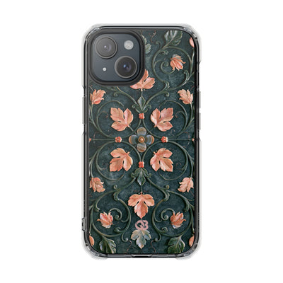 Florentine Rose Arabesque · Clear Impact Magnetic Phone Case for iPhone · Green