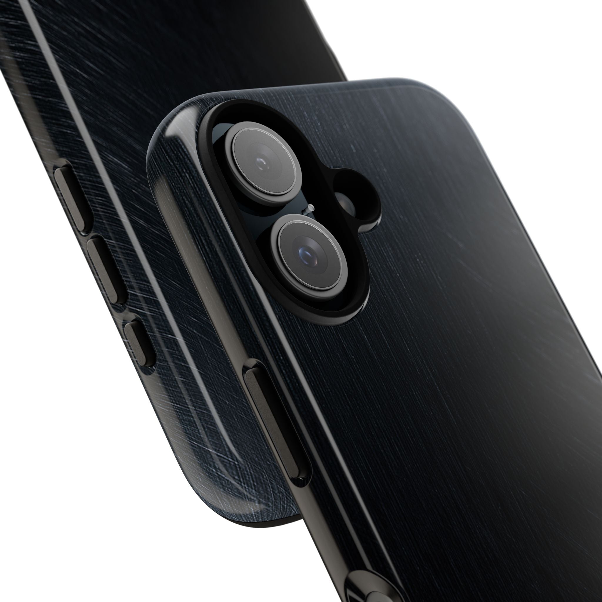 Black Tough Phone Case for iPhone - Midnight Brushed Grain