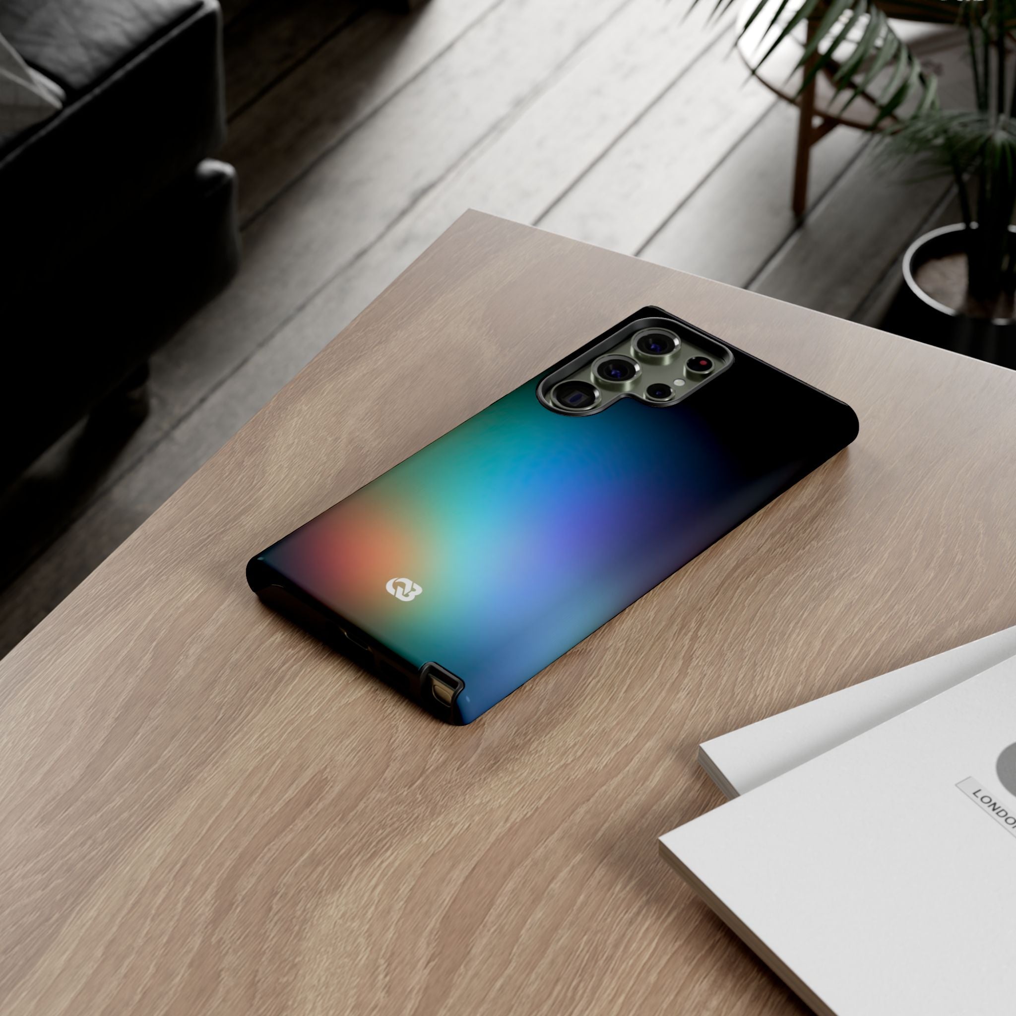 Black Tough Phone Case for Samsung - Electric Prism Grain
