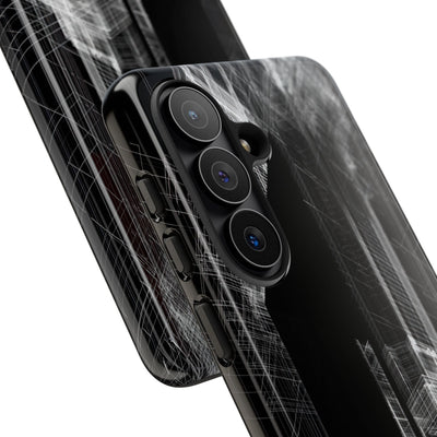 Black Tough Phone Case for Samsung - Ghost Urban Wireframe