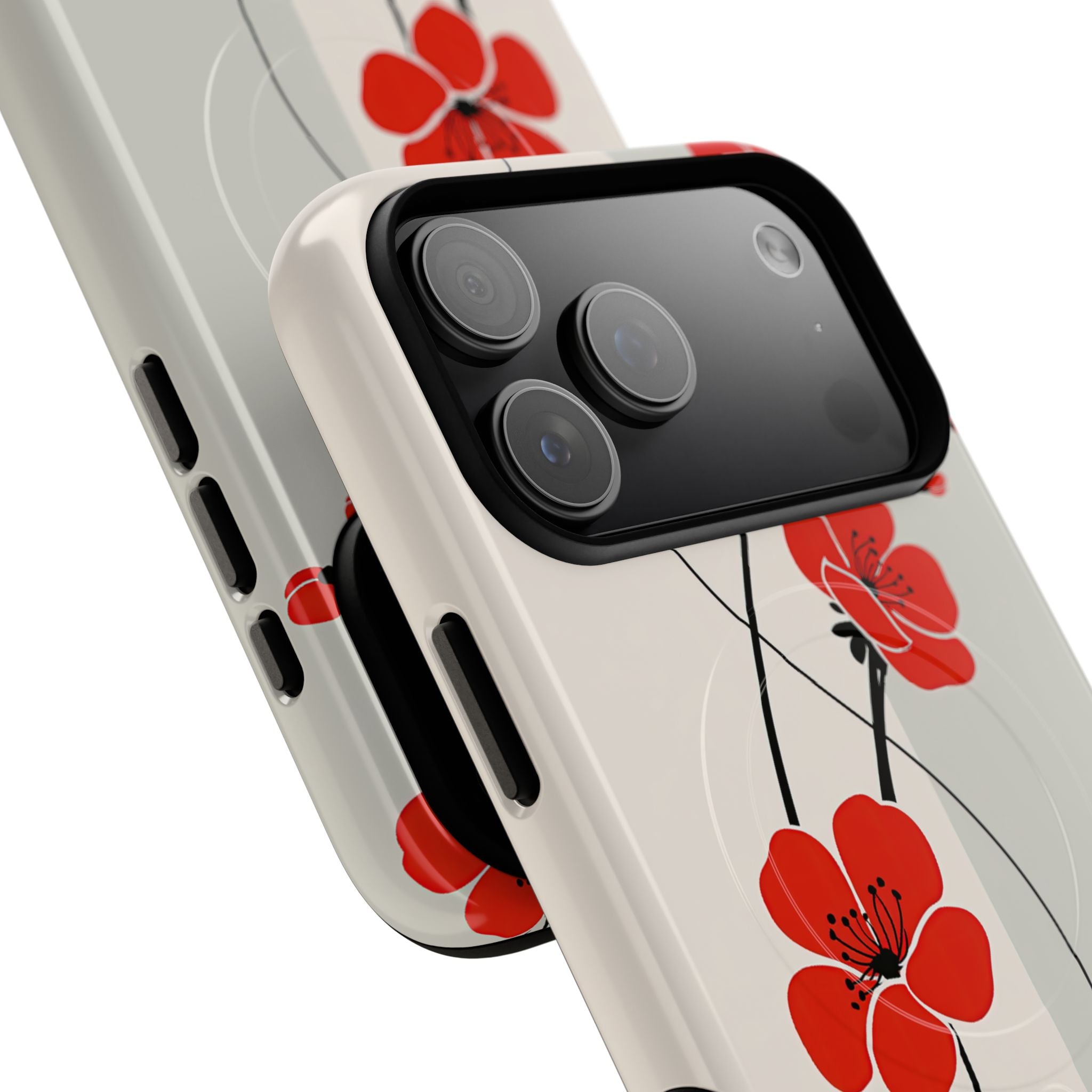 Red Tough 2.0 Magsafe Phone Case for iPhone - Crimson Plum Ink