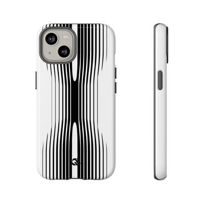 White Tough Phone Case for iPhone - Kinetic Mono Distortion