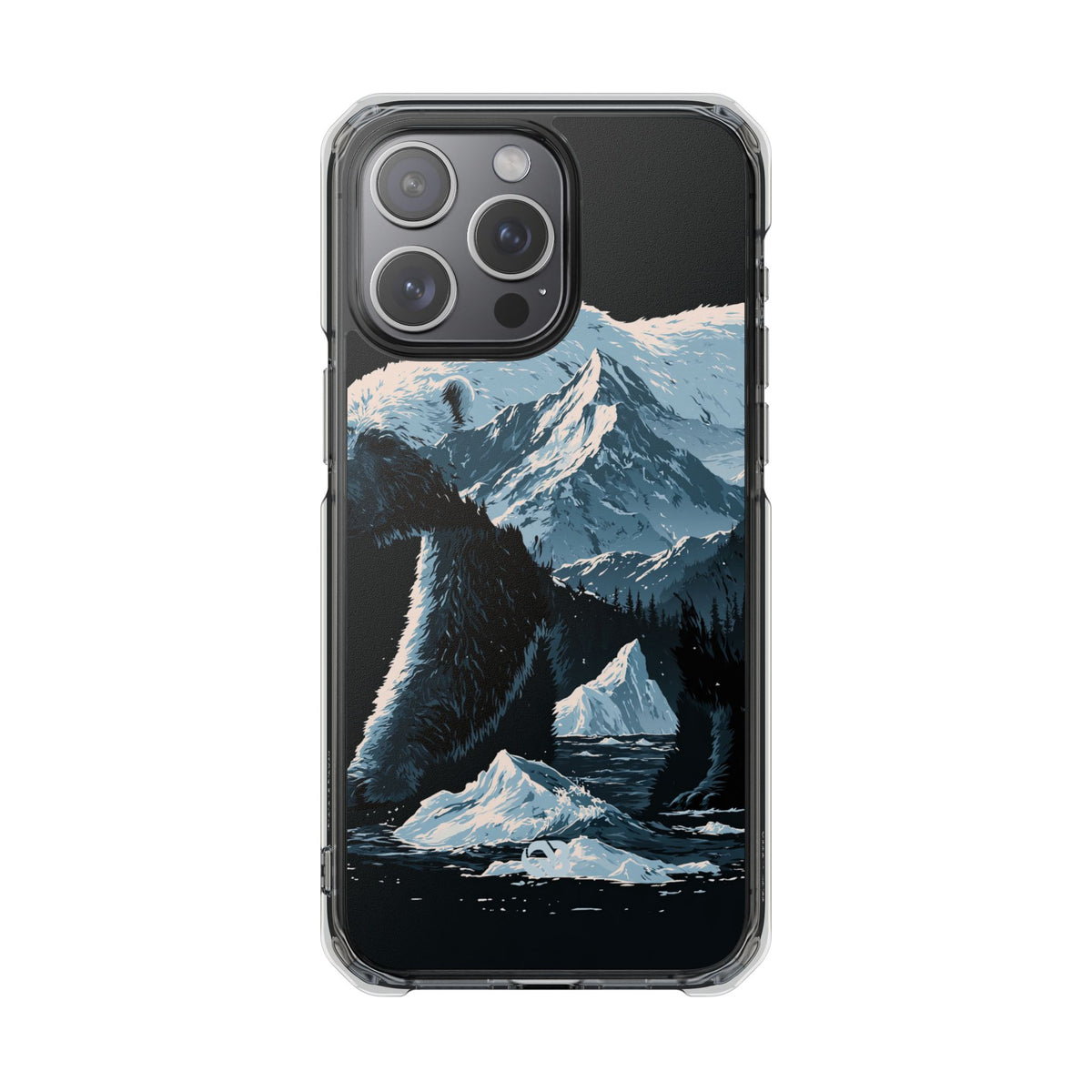Nordic Arctic Bear · Clear Impact Magnetic Phone Case for iPhone · Black