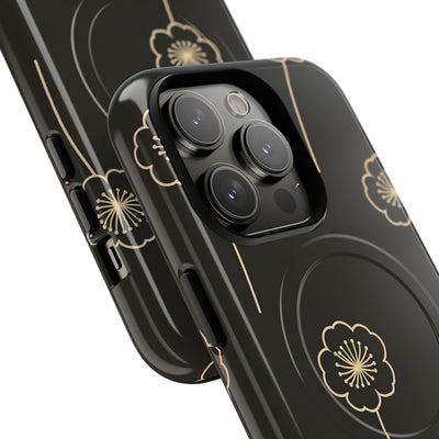 Black Tough 2.0 Magsafe Phone Case for iPhone - Obsidian Sand Petals