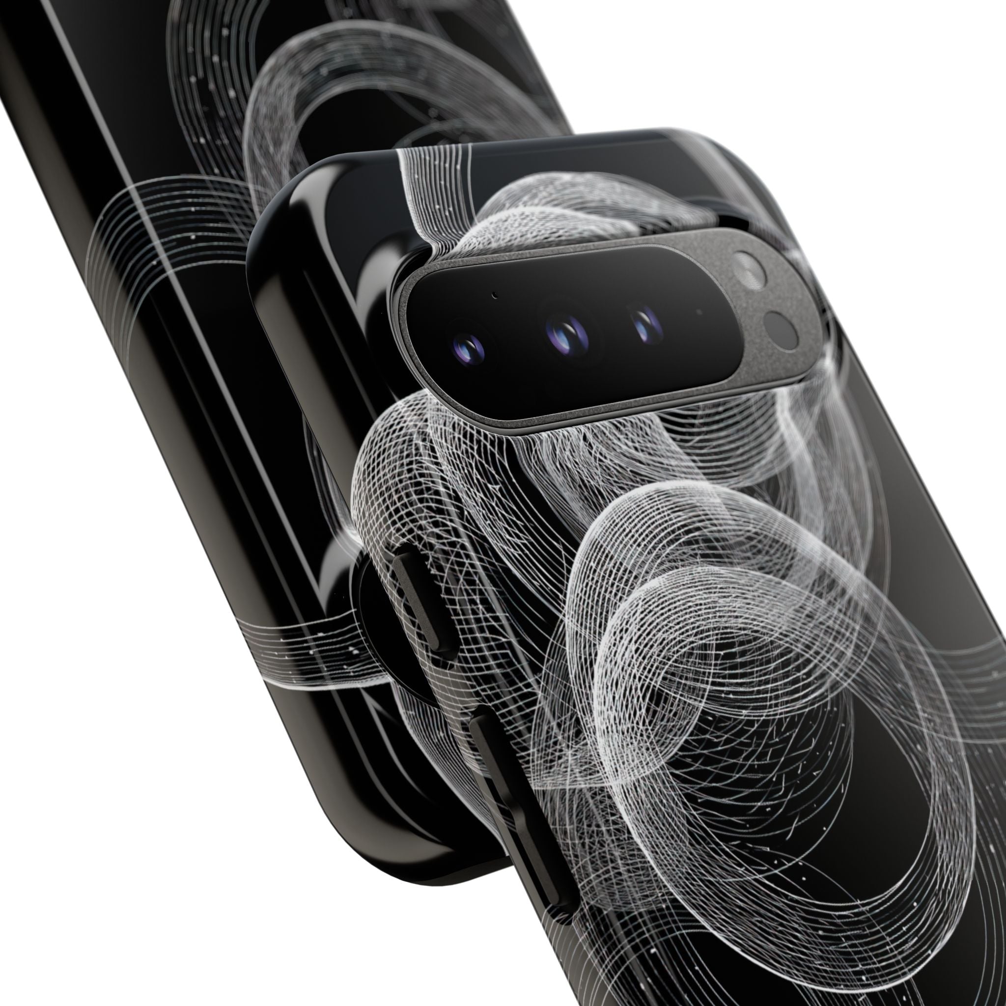 Black Tough Phone Case for Google Pixel - Kinetic Wireframe Orbit