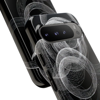 Black Tough Phone Case for Google Pixel - Kinetic Wireframe Orbit