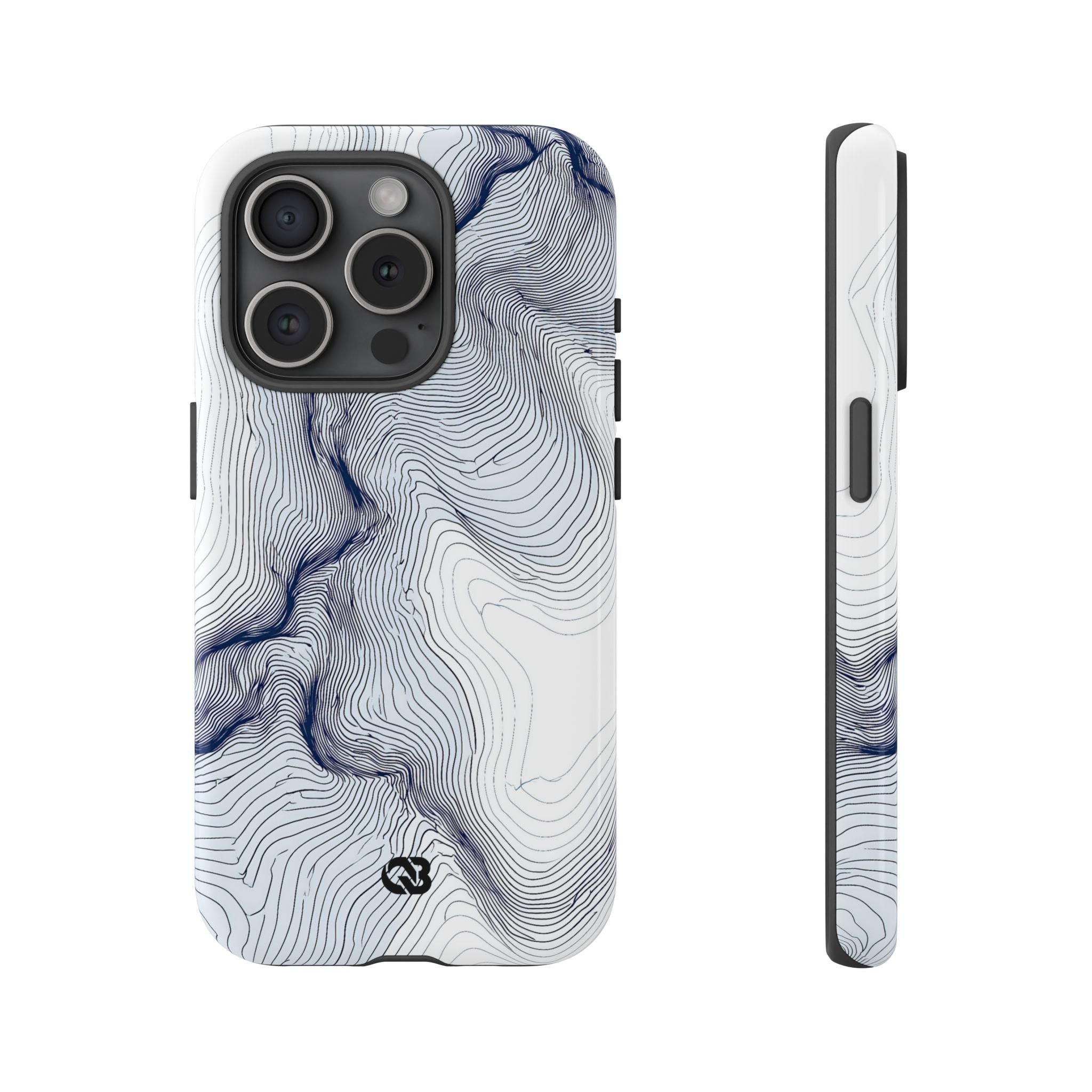 White Tough Phone Case for iPhone - Nordic Ridge Topo